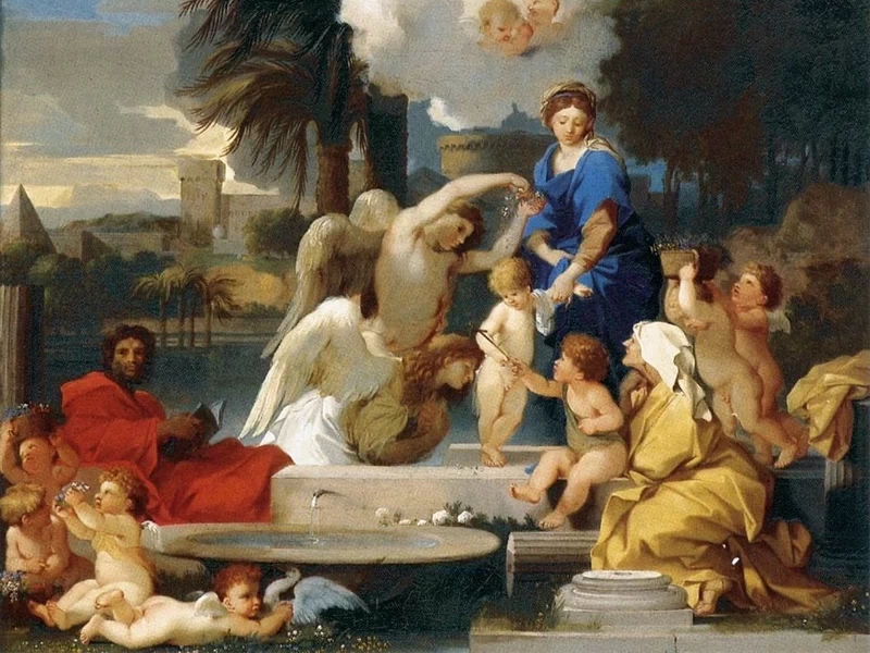 1616-Sébastien Bourdon - La Sacra Famiglia con Santa Elisabetta e San Giovanni Battista - Museo Thyssen-Bornemisza, Madrid